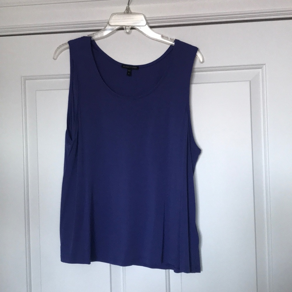 Eileen Fisher blue silk tank top size XL